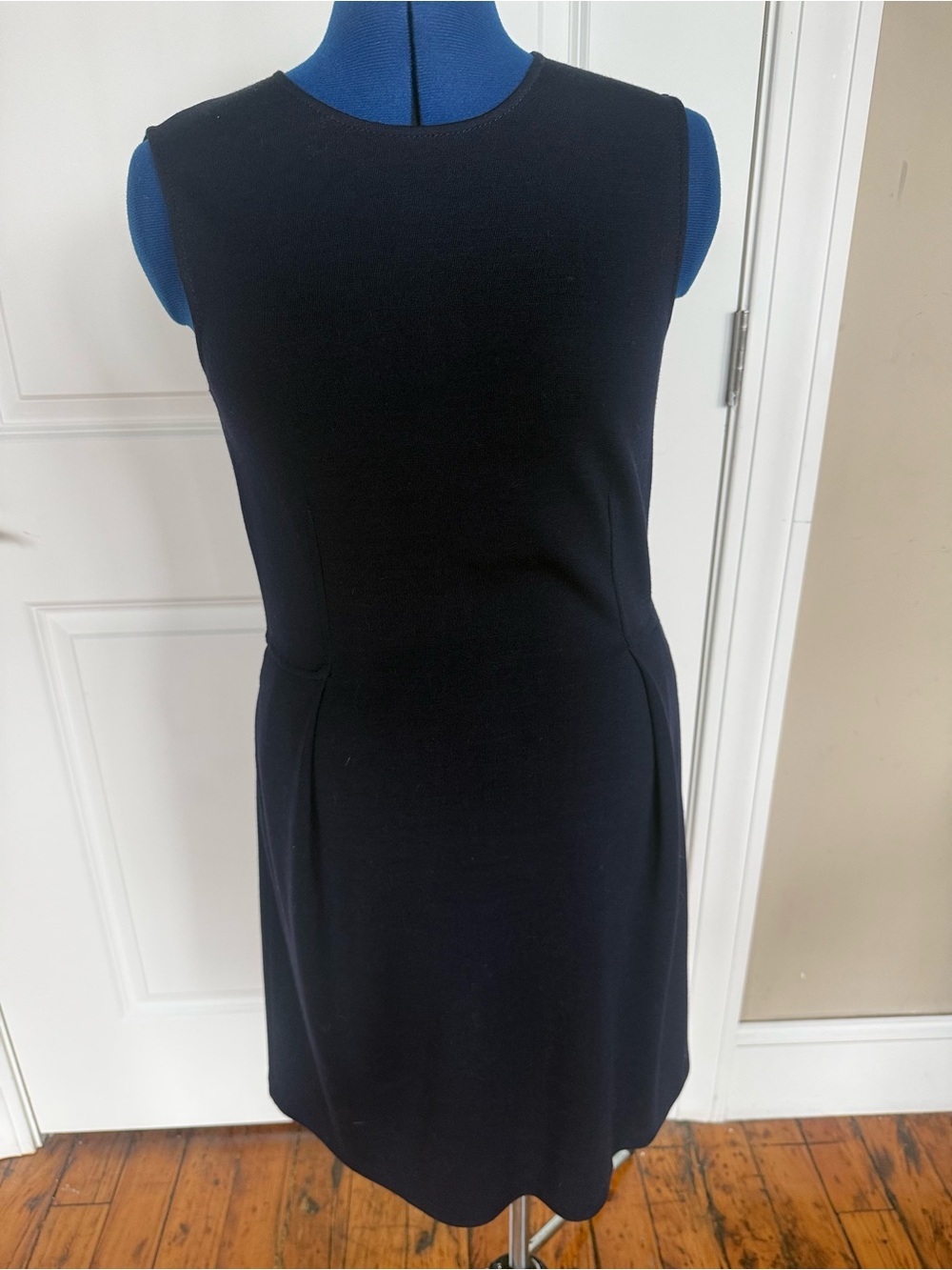 St. John Navy Sleeveless Sheath Dress